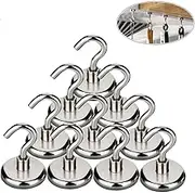 Dorischen 10 PCS Magnetic Hooks-22 lb+ Heavy Duty Earth Magnets with Hook,Strong Heavy Duty Neodymium Magnet Hooks Strong Rare Earth Cruise Hook for Hanging Home Kitchen Office Tools