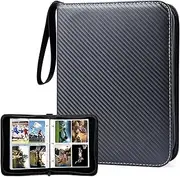 4 Pocket Card Binder, 400 Double Sided Pocket PU Card Collection Binder, Premium Zip Trading Display Storage Carrying Case whith Removable Sleeves for Standard Size