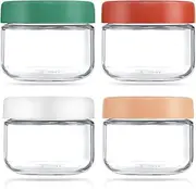 Feshory 4 Pack Overnight Oats Container Jar with Screw Lid - Wide Mouth Mason Jars, Airtight Glass Meal Prep Containers for Baby Food Storage, Salad, Spice, Snacks, Dressing Sauce