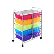 Costway 15 Color Drawers Storage Trolley Cart Filing Cabinet