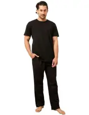 [Wanderluxe Sleepwear] Sable Long Pants + T-shirt in Black
