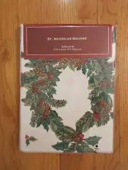 St Nicholas Square Christmas Ribbon Tablecloth 70" Round NEW