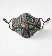 Abstract psychedelic neon colouring Fitted 3-Layer Mask Size Small or Regular
