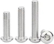 Long Socket Screws, 20/50pcs M3 M4 Length 4-50mm A2-70 304 Stainless Steel Bolts Button Head Hex Hexagon Socket Screw Bolt ISO7380,6mm,12mm(M3,8mm)