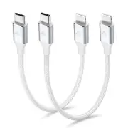 USB C to lightning Cable 0.3M 2Pack Short iPhone Charger Cable Apple