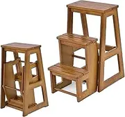 Ladder Wooden Ladder Chair, Multifunctional Folding Stool, 3 Step Stool, Home Decoration Ladder Frame, 70x61x29 Cm(Color:Light Brown)