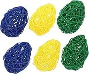 JECOMPRIS 6pcs Colorful Wicker Rattan Balls Easter Egg Shaped Orbs for Festive Home Decoration Lightweight Natural Grapevine Balls for Parties and Celebrations