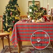 Fantastshop Christmas Red Checkered Table Cloths Rectangular 152cm x 259cm, Waterproof Stain Resistant Tartan Plaid Tablecloths for Dinning Party Holiday Outdoor, Gingham Heavy Table Cover.