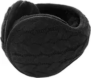 [Surblue] Unisex Warm Knit Earmuffs Ladies Outdoor Cashmere Winter Pure Color Fur Earwarmer (A-black)