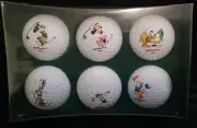 Vtg Disney 6 Pinnacle Golf Balls Original Box Mickey Minnie Mouse Goofy Donald