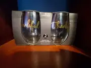 2019 Crofton Set of 2 "Thankful" Stemless Wine Glasses