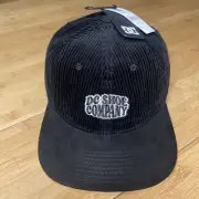 DC Shoe Company Cypher Black Corduroy/Suede Leather Strapback Hat Retro Skate VG