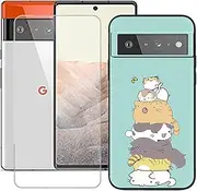 FZZSZS Case for Google Pixel 6 Pro + Screen Protector Tempered Glass Protective Film,Soft Silicone Black Shell Gel Flexible TPU Case Cover for Google Pixel 6 Pro (6.67") - LLM39