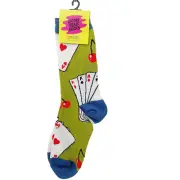 Women Boy Sock OOOH GEEZ! Ace King Cherry Play Card Spade Heart Casino NWT NEW