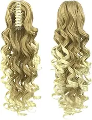 IMISSU Long Curly Claw Ponytail Clip On Hair Extension Pony Tail Hair Piece (Ombre Blonde 27T613)