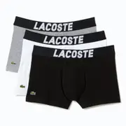 Lacoste Men's Logo Trunks 3 Pack Underwear Black/White (S, M, L, XL)
