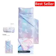Soft Microfiber Nap Mat for Kids with Pillow - Colorful Unicorn Galaxy Design