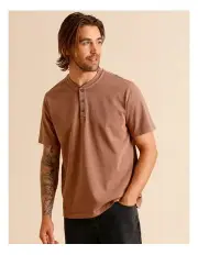 [Maddox] Essential Harley Short Sleeve Henley Tee in Copper