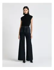[Cue] Merino Roll Neck Tank in Black