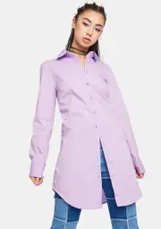 Lilac Balanced Vanity Button Down Shirt Dress