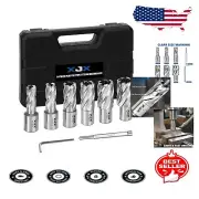 8-Piece Annular Cutter Set - Precision HSS Drill Bits with 3/4-Inch Weldon Shank