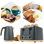 1.7L Jug Kettle and 4 Slice Toaster Combo Deal Stainless Steel Defrost Toaster
