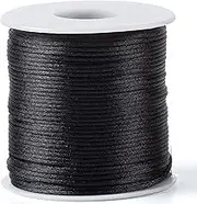 tunghey 1.5mm Satin Cord, 70m Black Silky Rattail Nylon Cord for Jewelry Making, Macrame Bracelets, Necklaces, Beading, Arts and Crafts