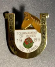 Equestrians 1989 100 Years Tournament of Roses Vintage Pinback Lapel Button 1".