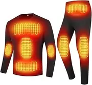 [IMYOGI] Cozy Electric Thermal Underwears Set, Temprature Adjustable USB Battery Power 8 Zones Heating Underwears Shirt and Pant