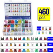 460Pcs Car Fuses Assorted Set Van Bike Micro Blade Truck 2-40A Box Mini Standard