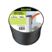 Rolltrak 4.5mm x 100m Black Flyscreen Spline Home Window Hardware Screens