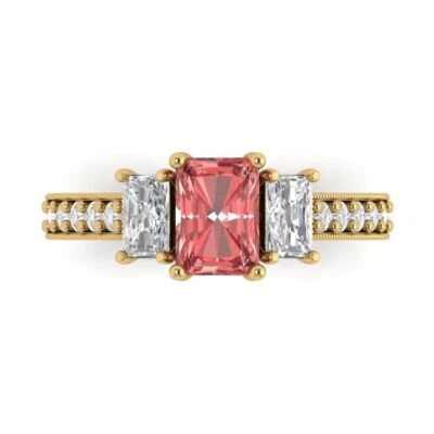 1.82Ct Emerald Cut Natural Garnet Solid 14K/18K Gold Engagement Promise Ring