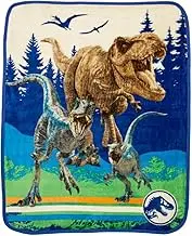 Franco Jurassic World Dominion Rexy T-Rex Kids Bedding Super Soft Silk Touch Throw, 40 in x 50 in, (Official Licensed Product)