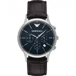 阿曼尼 手錶 ARMANI都會新貴計時腕錶-深藍X咖啡/43MM AR2494