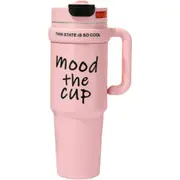 High Appearance Giant Ice Cream Cup Stainless Steel Insulated Cup With Large Capacity And Handle Straw Cup (Pink)