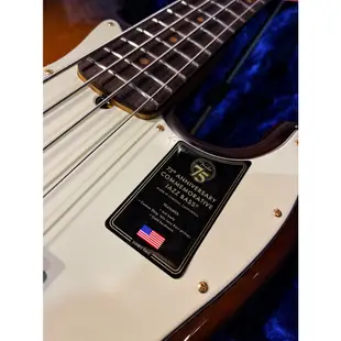 Fender American 75周年 限量紀念版 電貝斯 J bass RW 2CB 公司貨 【宛伶樂器】