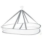 Folded Mesh Clothes Hanging Dryer, Single Layers Square Drying Rack, White Gray