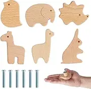 6/12Pcs Wooden Animal Drawer Knobs with Screws Cute Jungle Animal Drawer Pulls Natural Wood Dresser Knobs Wood Marine Woodland Animals Knobs Decorative Dresser Pulls for Drawer Wardrobe (02 6pcs)