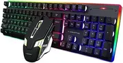 Gaming Keyboard and Mouse Combo Professional E-Sports Engine Wireless Keyboard and Mouse Set 104 Keys RGB Backlit PC Gaming Keyboard & Mouse Set 2.4G Mechanical Feel Anti-ghosting Long Battery Life