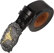 [FRCOLOR] Cowhide Belt Buckles Men Accessories Adult Western Belts for Men Engraved with Bull Cowboy Belt Buckle Chap Buckle Belt Mexican Belts Belt for Men Costume Belt Black Zinc Alloy