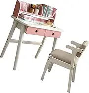 Kids Desk and Chair Set, Student Studying Desk,Wooden Children Reading Desk with 2 Drawer and Bookshelf, for Home School Kids Drawing Studying Writing Reading(Pink)