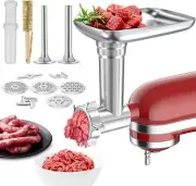Metal Food Grinder Attachment for KitchenAid Stand Mixers, Meat Silver