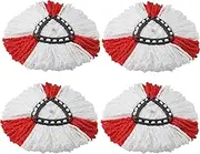 CANVEI 4Pcs Spin Mop Heads Replacement Compatible with Vileda,O-Cedar Spin Mop,Easy Wring Dust Mop Head Replacement for Floor Cleaning, Red-White,Triangle Shapeeplacement for Floor Cleaning