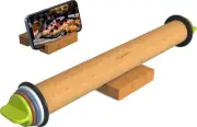 Rolling Pin with Thickness Ring, for Baking, Fondant, Pizza, Crust, Cookies, 4