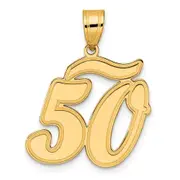 14k Yellow Gold Brushed Border Script Number 50 Pendant