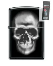 Zippo 82294 skull creepy blurred out of focus Lighter + FLINT PACK
