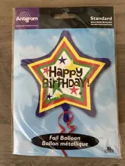 Anagram Star Shaped “Happy Birthday” Standard Foil Balloon 19in Colorful