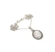925 Solid Sterling Silver White Rainbow Moonstone Chain Pendant-18.9 Inch i399