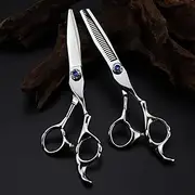 Hair Cutting, 6inch Professional 440c Steel Scissor Silver Haircut thinning Barber Cutting Shears Hairdressing