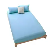 All Size Poly Cotton Fitted Sheet Bedding With Pillowcase Sky Blue